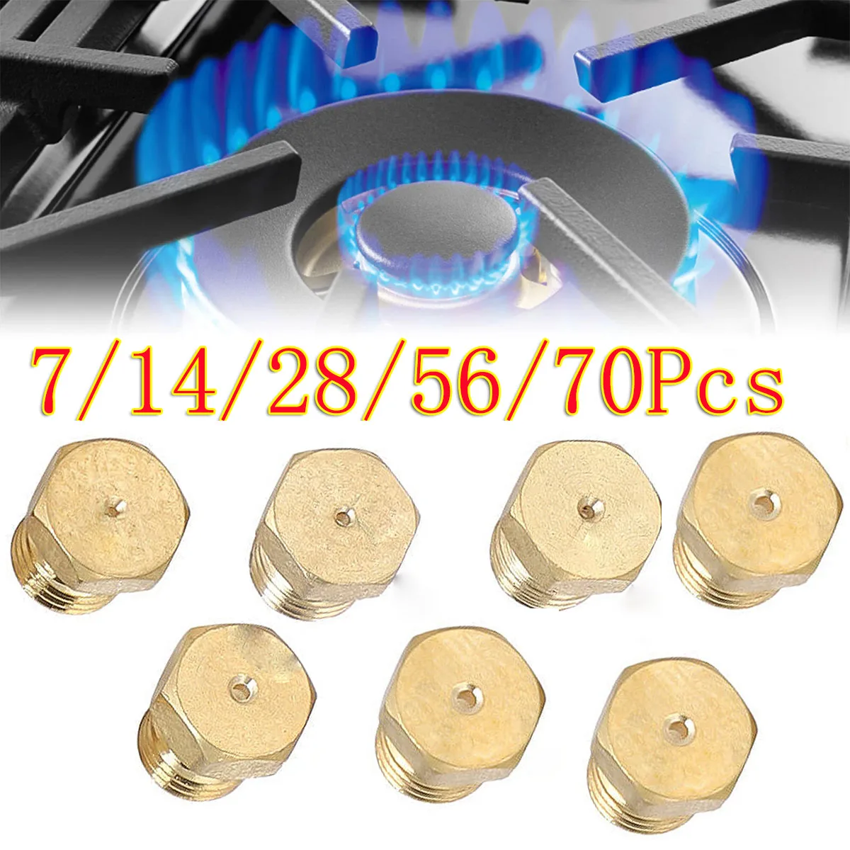 7/14/28/56/70Pc Burner Gas Hob LPG Conversion Kit Jets Nozzles Propane Injectors Cooker Gas Cooking Stove Gas Jets M6*0.75mm DIY