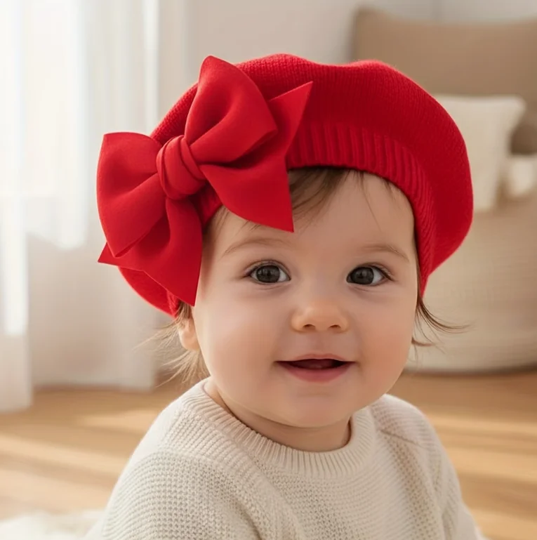 

Детский берет с бантом для малышей 1-3 лет | Шапка художника, милая детская шапочка, подходит для путешествий и прогулок, легкая, из полиэстерового трикотажа, разноцветная.