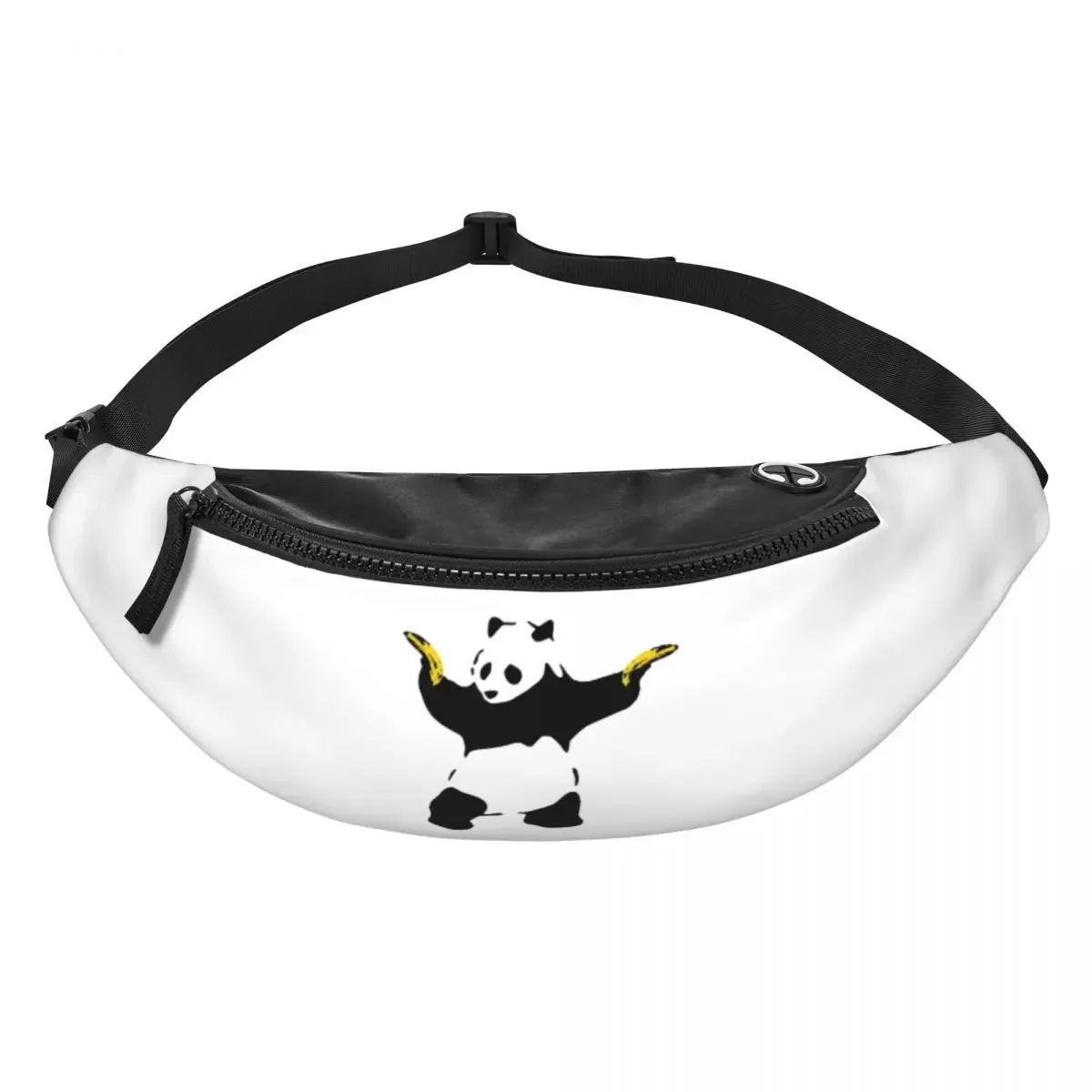 Bad Panda With Bananas Fanny Pack Men Women Banksy Graffiti Street Art Crossbody Waist Bag for Camping Biking Phone Money Pouch