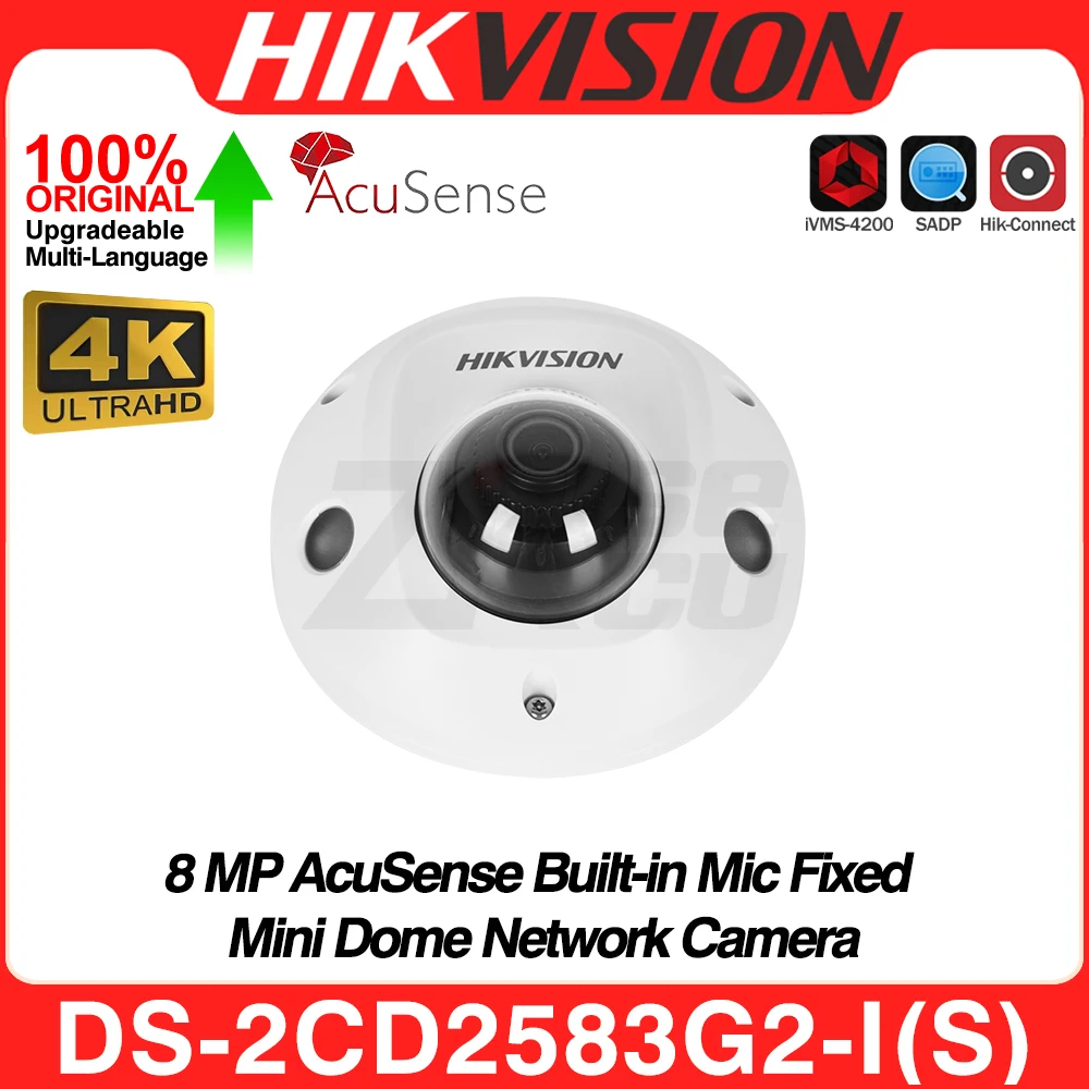 

Hikvision Original DS-2CD2583G2-IS 8MP 4K AcuSense Mini Dome IP Camera Built-in MIC H.265+ 30M IR POE Alarm I/O IK08 Video CCTV
