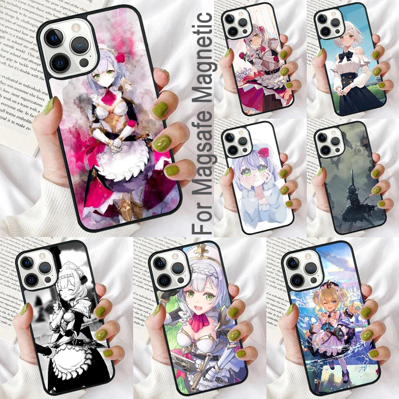 

Ударопрочный магнитный мягкий чехол Noelle Genshin для iPhone 16 Promax 15 Pro 13 14 Plus 11 12 Mini MagSafe Coque
