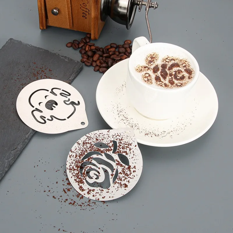 16 Pieces of Coffee Latte Art Mold Plastic Coffee Printing Model Thickened Coffee Milk Foam Spray Pattern Template