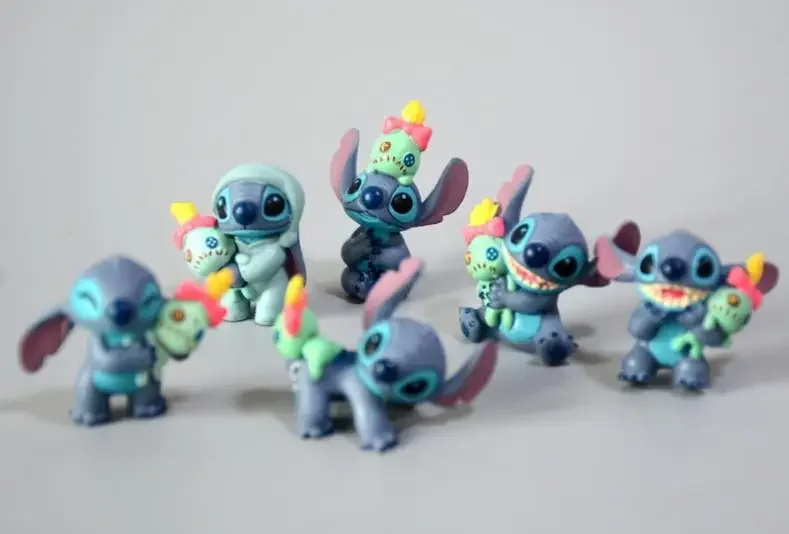 Muñeca de juguete de dibujos animados de Stitch, 6 piezas, colgante, collar, regalo de cumpleaños, navidad