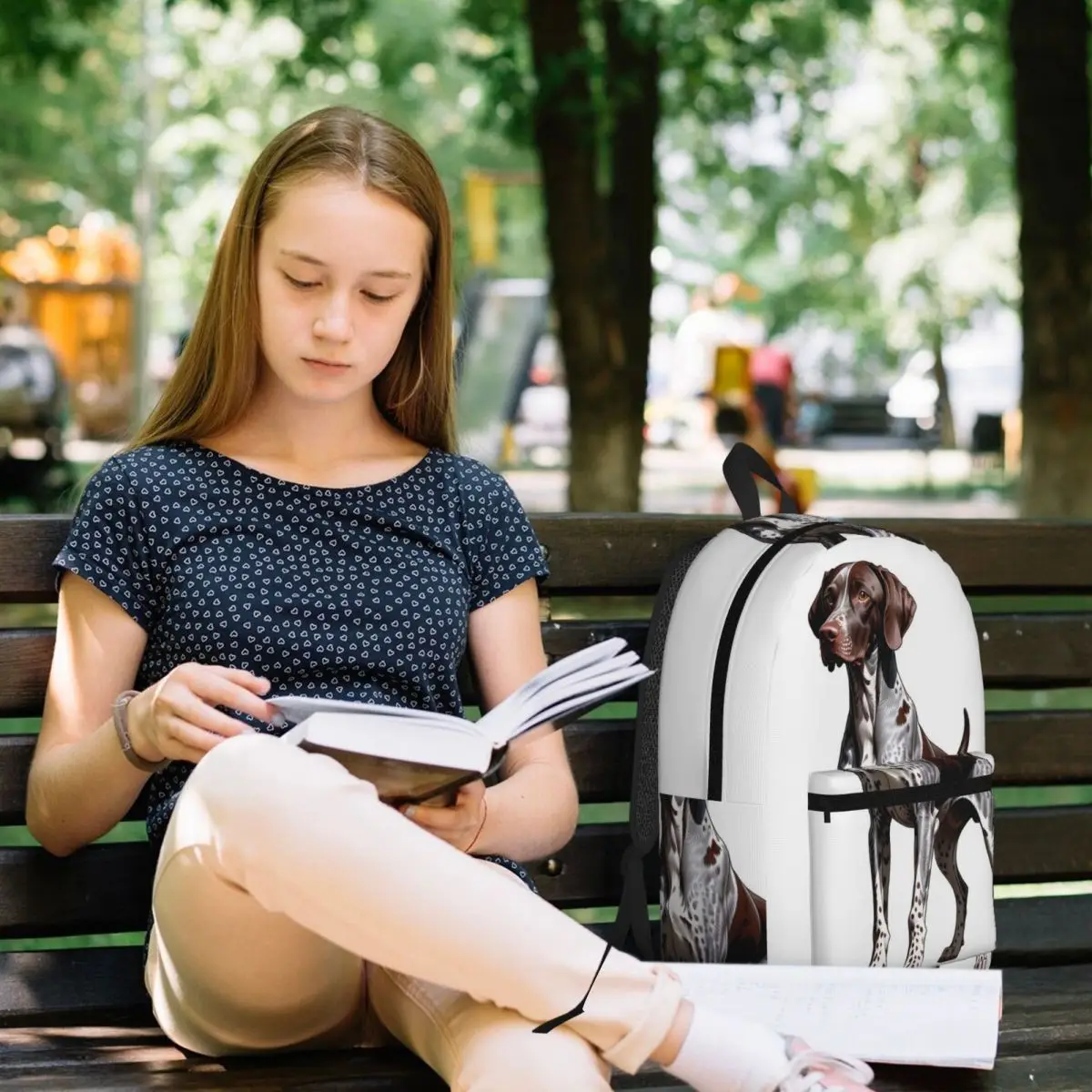 German Shorthaired Pointer Dog Bone And Paw Backpack Daypack Large Capacity BookBag School Bag Shoulder Bags for Men Women view 6