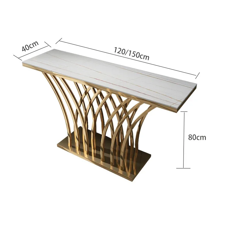 Modern Luxury gold stainless steel marble top or stone classical hotel home decoration console table furniture