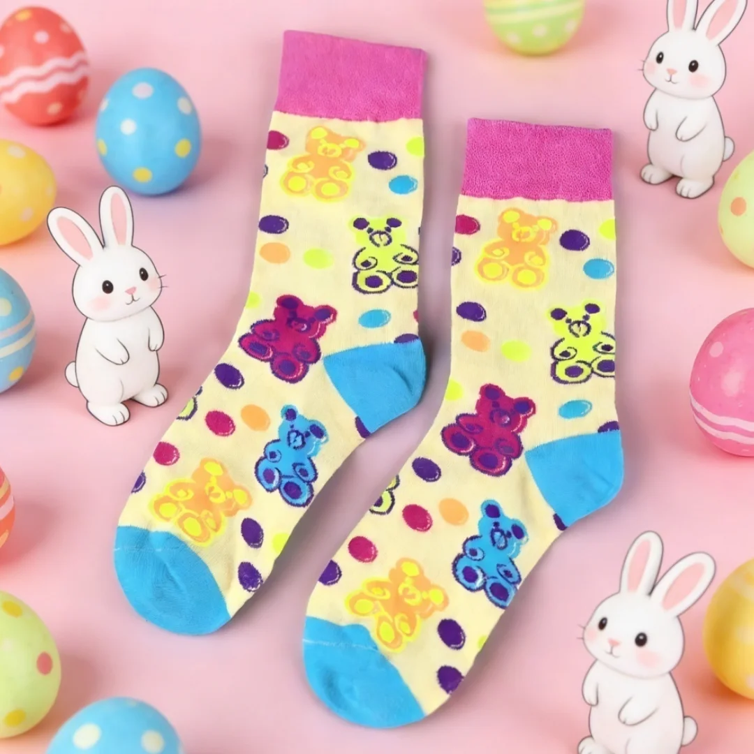 【1 Paar】Lebendige und fröhliche Socken mit Bärenmuster, verspielte, stilvolle und bequeme Socken für den Alltag