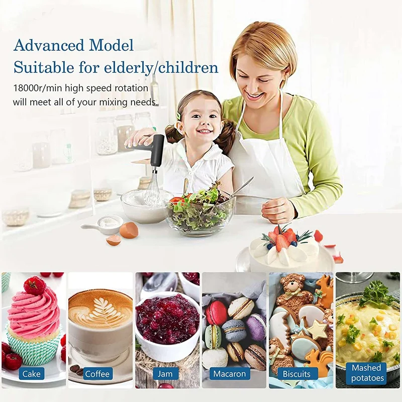 เครื่องผสมมือไฟฟ้าไร้สายเครื่องผสมมือชาร์จ USB เครื่องผสมมือแบบพกพาสำหรับการอบสำหรับซอสครีมไข่
