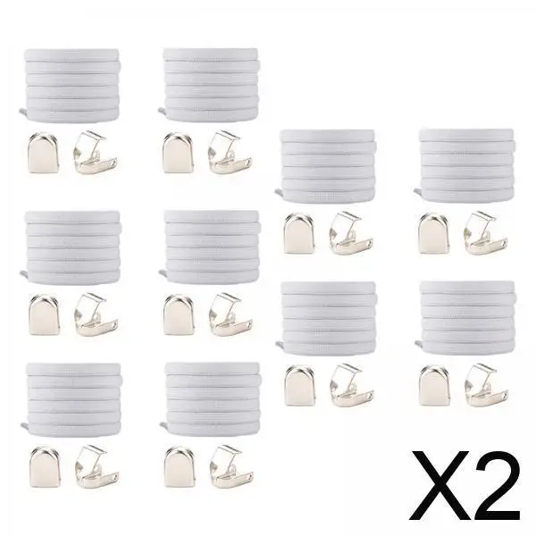 

2 пары эластичных шнурков для обуви с металлическими пряжками для детей и взрослых, заменяющие шнурки для кроссовок - белые