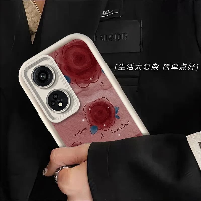 Luxury Rose Flower Silicone Phone Case On For Oppo Reno8T Reno 8T 4G 5G Reno8 T Camera Protetive Back Cover