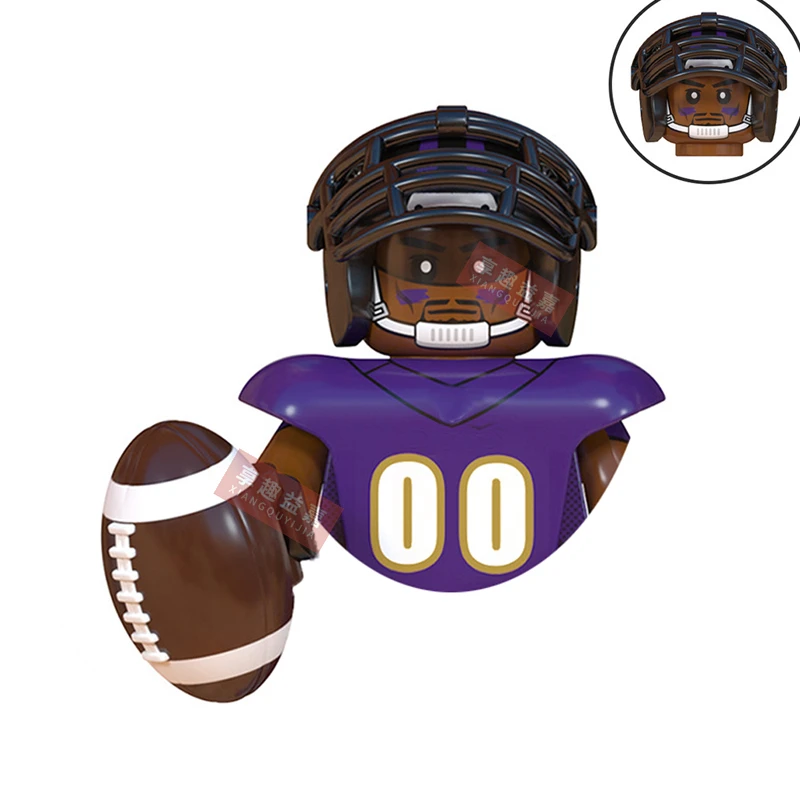 Modell-Bausteine für American Football Stars, Sport-Rugby-Spieler, Helm, Trophäe, Mini-Actionfiguren, Spielzeug für Geburtstagsgeschenke, Kinder