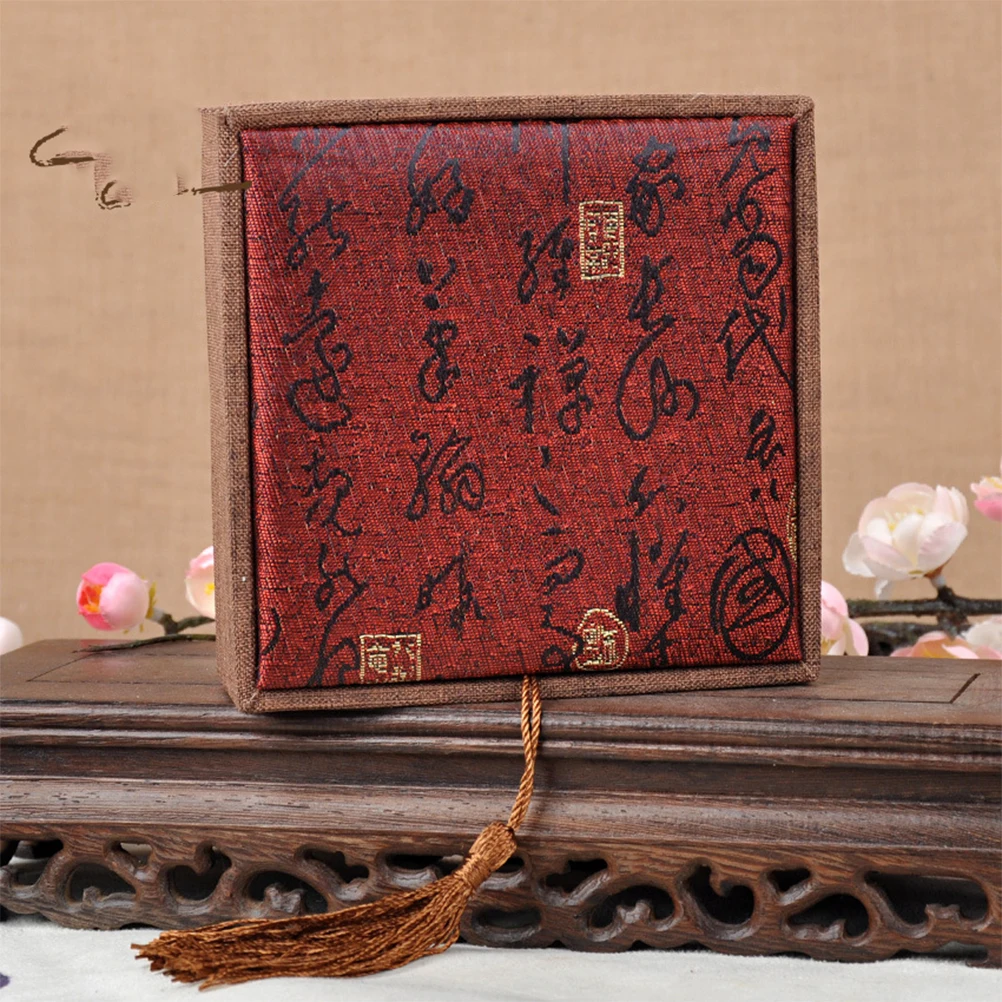 

Buddhist Prayer Beads Bracelet Box Chinese Retro Style Red Tassel Jewelry Gift Packaging Case Premium Storage Organizer Letter