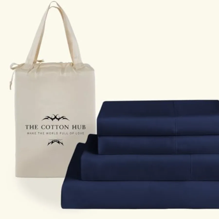 

4 Pcs Bed Sheet Set Fits " Deep Pocket, 100% Pima Cotton 600 Thread Count, Includes Super Soft, Flat and Fitted Sheets, Pillowc