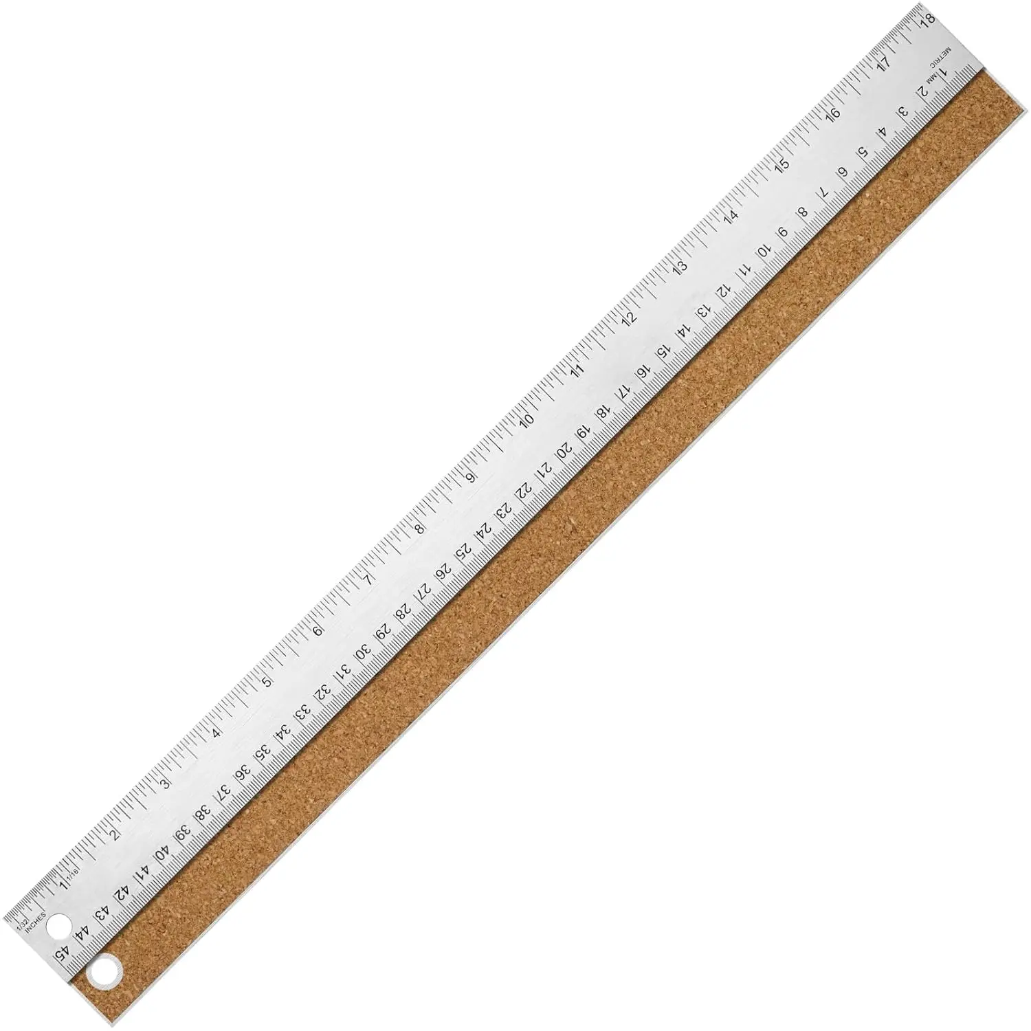 

Stainless Steel Ruler with Cork Backing, 18 Inch Non-Slip for Accurate Measurements, School Office Engineering Tool