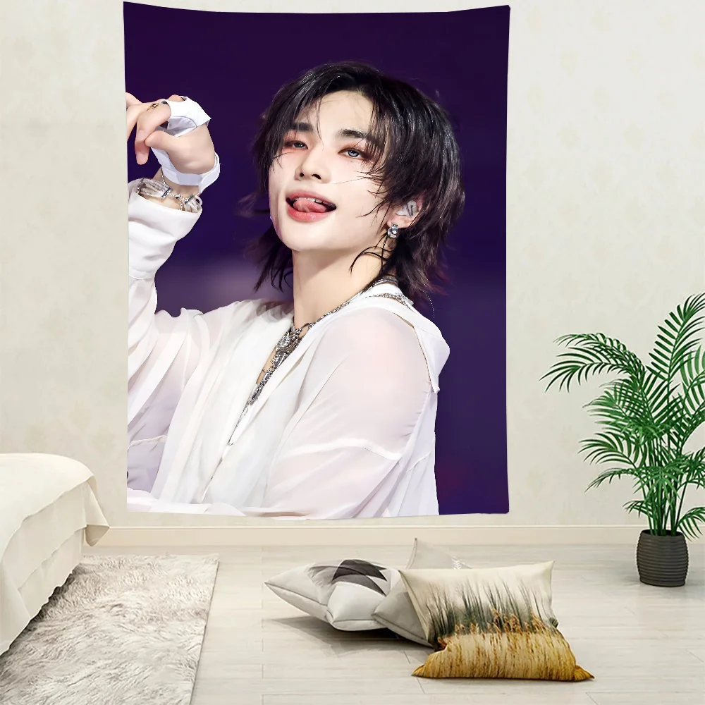 Hyunjin Wandteppich, Raumdekoration, Wandtuch, Party, hängender Hintergrund, Raumdekoration, Babyzimmer