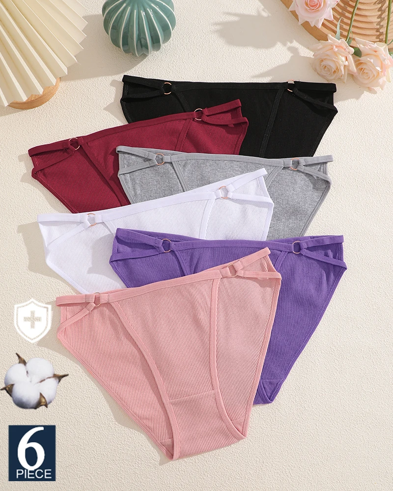 FINETOO 6 TEILE/SATZ Frauen Baumwolle Höschen Frauen Sexy Low Rise Briefs Weibliche Breathbale Unterwäsche Taste Design Muster Weiche Dessous