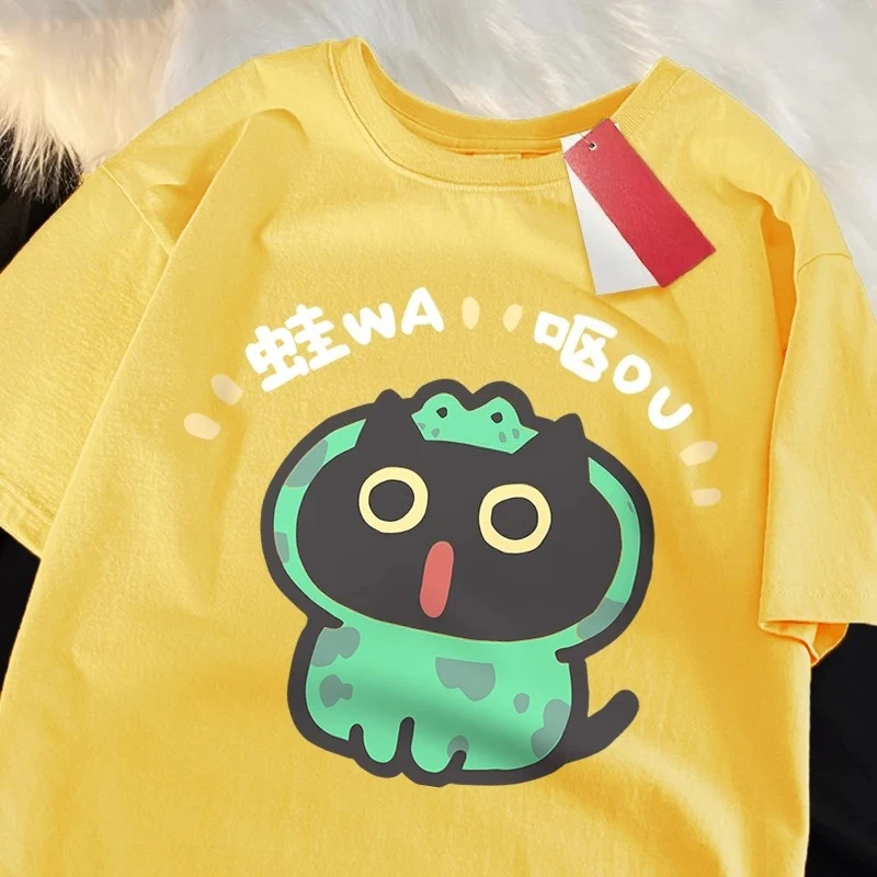 Role Playing Frog Cat T-Shirt Women Crewneck Tshirts Casual Sweat T-Shirts Pattern Loose Short Sleeve Tees Graphic T Shirts Y2K