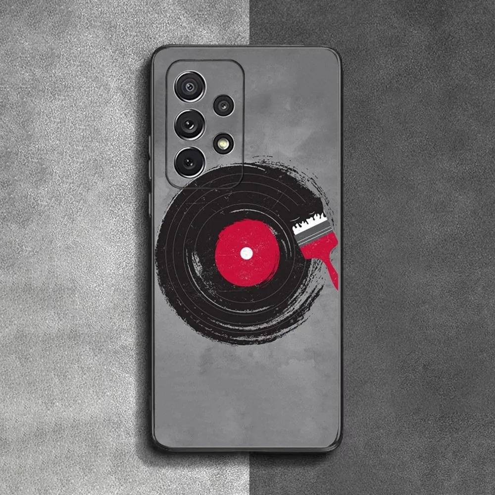 Vinyl DJ Record Art Phone Case For Samsung S25,S24,S23,S22,S21,S20,S10,Ultra,Plus,Lite,FE,Soft Silicone Black Cover