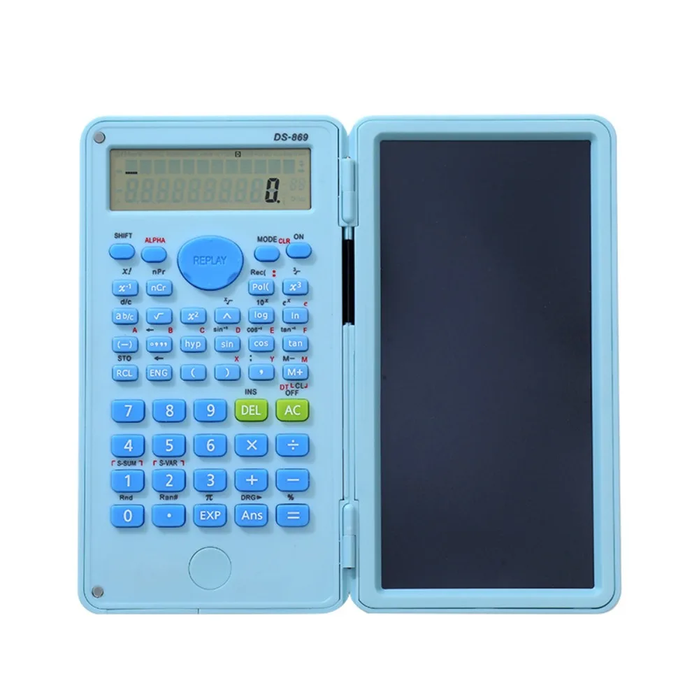 Calculatrice scientifique 2 en 1 avec bloc-notes LCD, calculatrice mathématique Portable à 12 chiffres, tableau d'écriture pliable, école et bureau