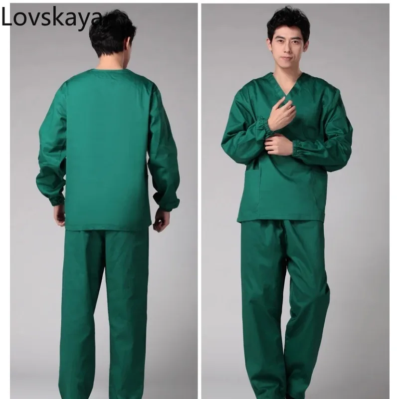 long-sleeved clothes brush hand clothing oral surgery doctors pharmacy overalls suit V-neck Washing clothes men and women