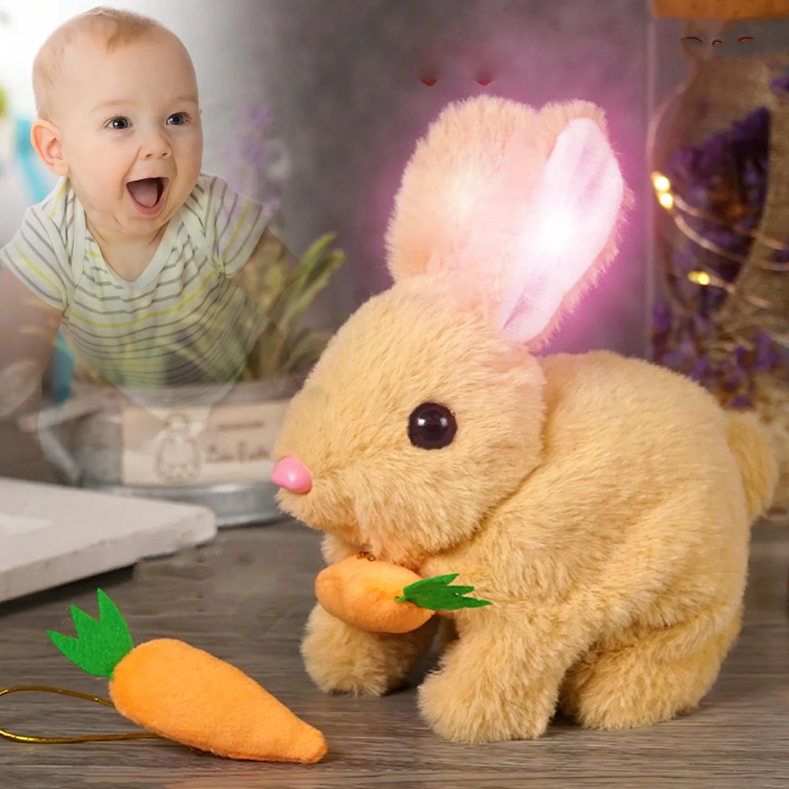 Interactive Electronic Pet Realistic Plush Bunny Toy Cute Soft Robot Rabbit That Walk And Sound Companion Animal for Kids