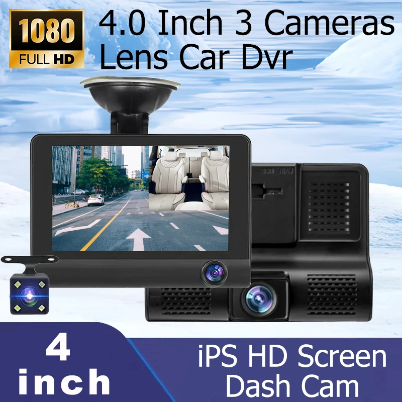 

1080P Front Rear Dash Cam 4 Inch Screen, 170° Wide Angle Car Camera with Night Vision Parking Monitor G-Sensor