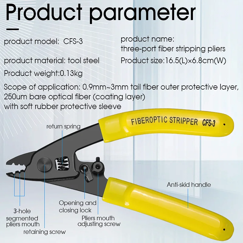 CFS-3 Drei-port Fiber Optische Stripper Draht Stripper FTTH Werkzeuge Optische Faser Abisolieren Zange