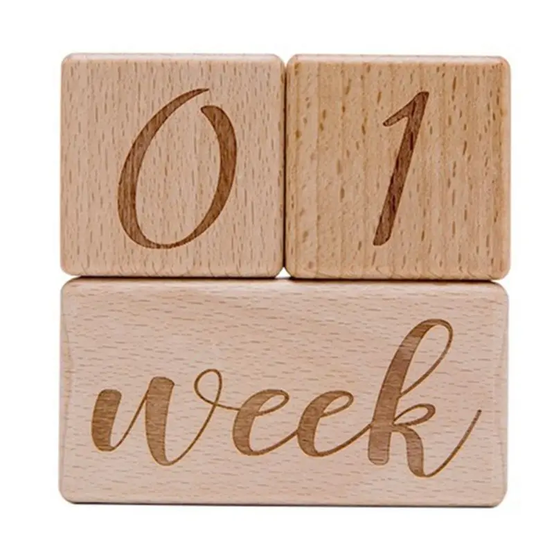 A63T-3 Blocs de croissance mensuels pour bébé, cadeau de naissance, souvenir, accessoires de photographie en bois pour bébé, marqueurs de croissance photo