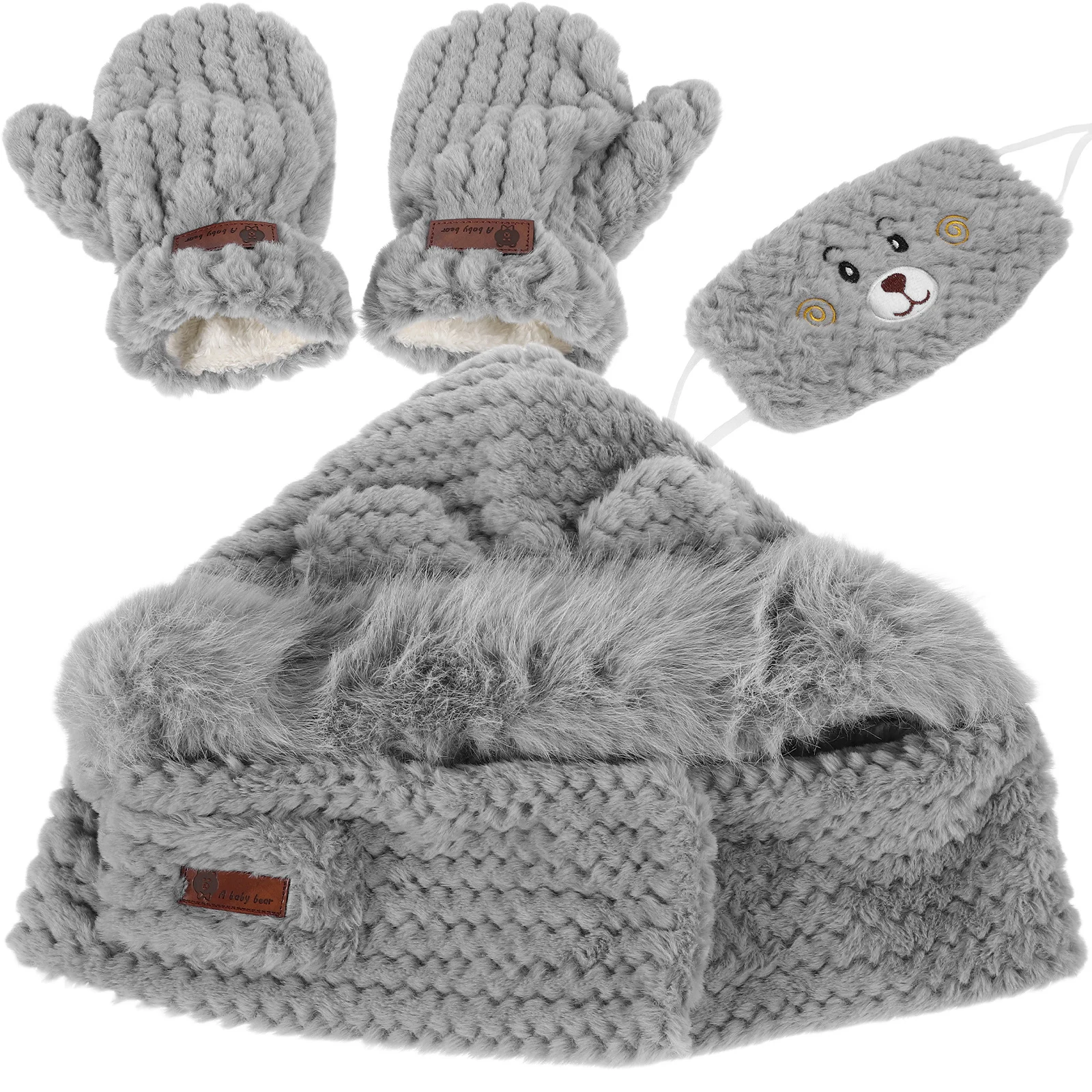 1 مجموعة الدب الأذن قبعة الشتاء الدافئة وشاح قناع قفاز مجموعة النساء يندبروف في الهواء الطلق الصوف بطانة الدراجات الإكسسوارات وشاح قبعات #5