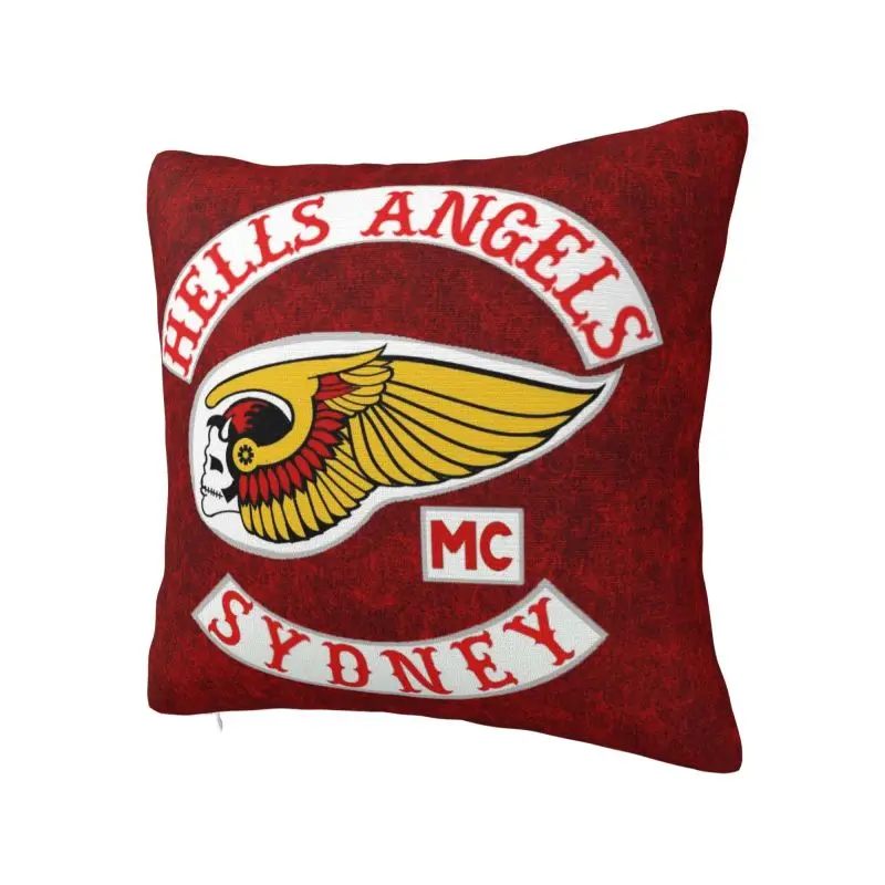 Hells Angels World Logo Cushion Cover 45x45cm Motorcycle Club Velvet Cute Throw Pillow for Sofa