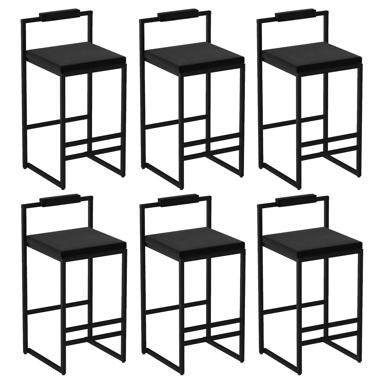 

Modern Velvet Counter Height Bar Stools Set of 6, Upholstered Kitchen & Home Bar Chairs, Soft Padded Dining Stools, Customized