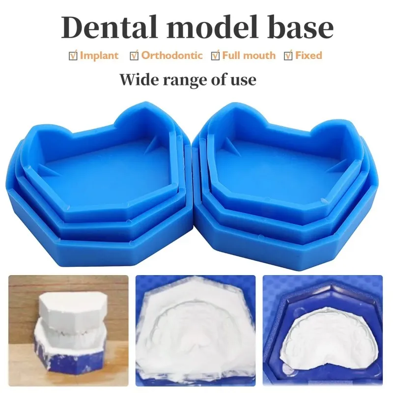 

3Sets Dental Lab Model Base Former Molds Tray Loading with Notches S/M/L Silicon Rubber Plaster Model Bases