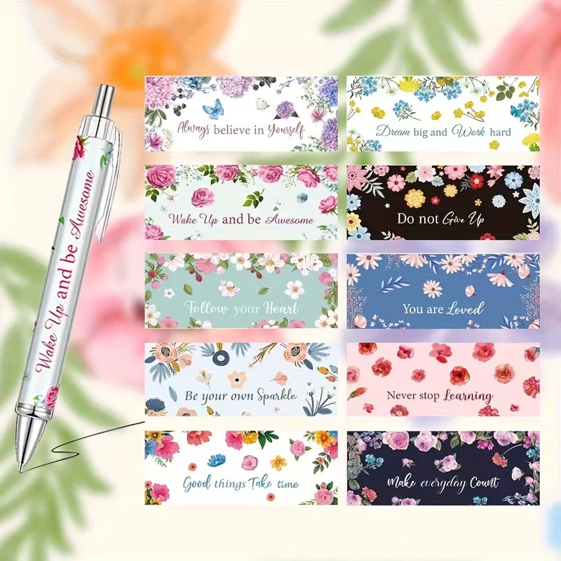 10/20-piece set of inspirational ballpoint pens, Christmas gift, fashionable pen, office black ink pen, suitable for women