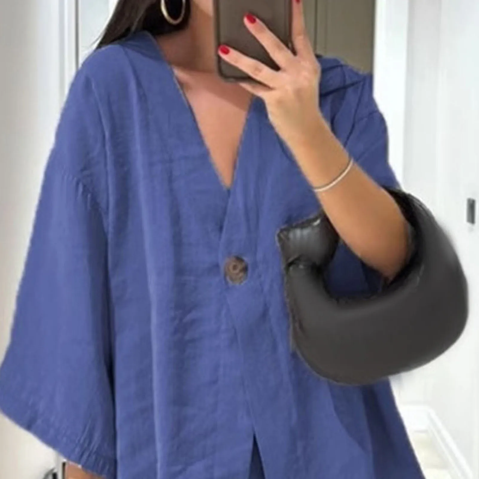 

Сплошной цвет, повседневный комплект, стильный женский комплект из двух предметов для отдыха с рубашкой с v-образным вырезом, брюки с высокой талией, повседневные офисные женские туфли на каждый день