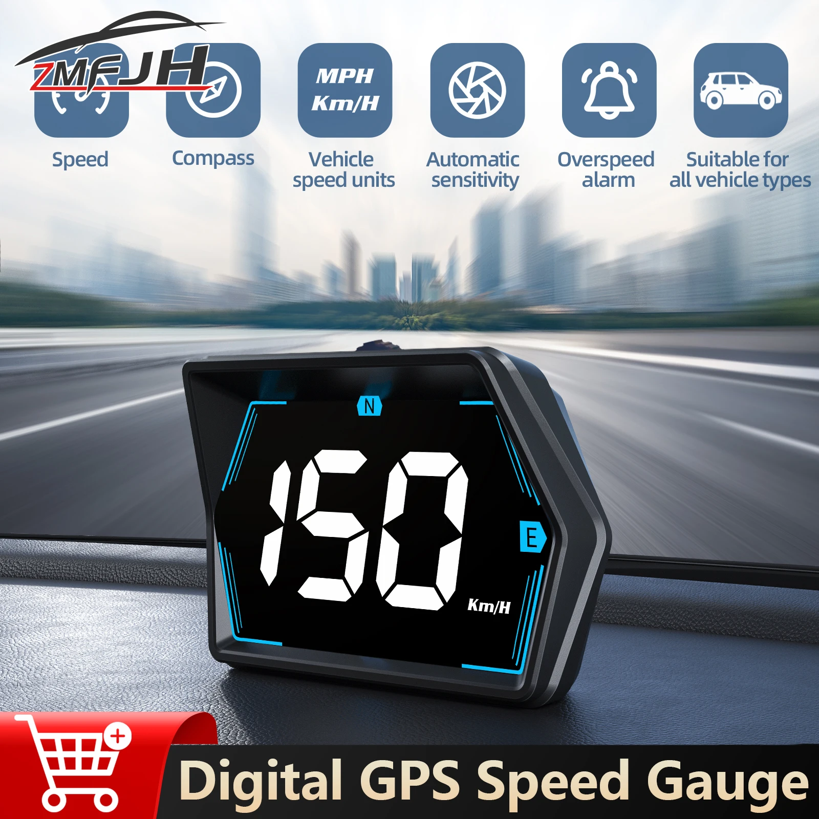 

GPS Car Head Up Display Universal HUD Gps Car Digital Speedometer With Overspeed Alarm Compass For All Cars Plug and Play