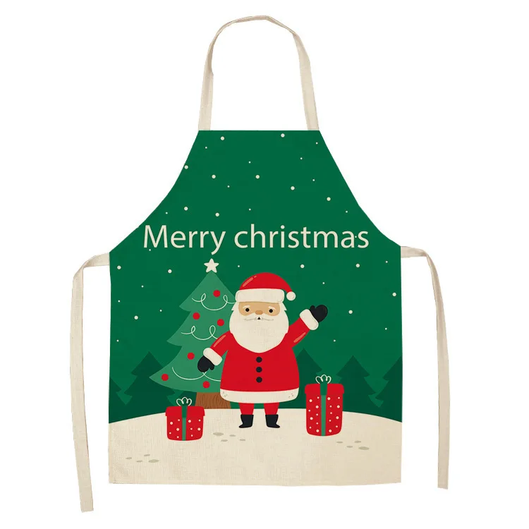 Christmas decoration apron anti-oil and anti-fouling cotton  linen  kitchen restaurant cooking baking barbecue bib