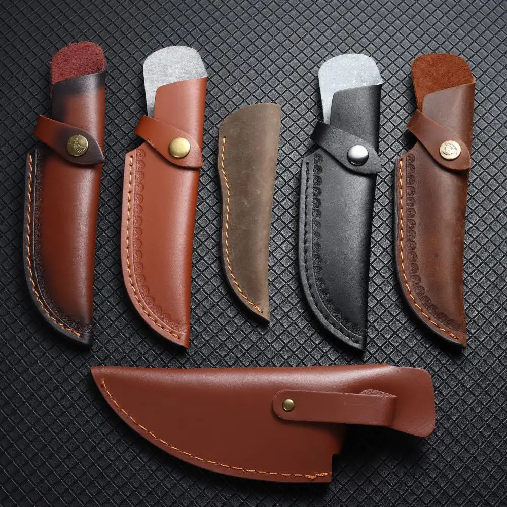 Knife Protective Cover Leather Sheath Belt Knife Sheath Leather Sheath With Waist Belt Buckle Pocket Multi-function Tool