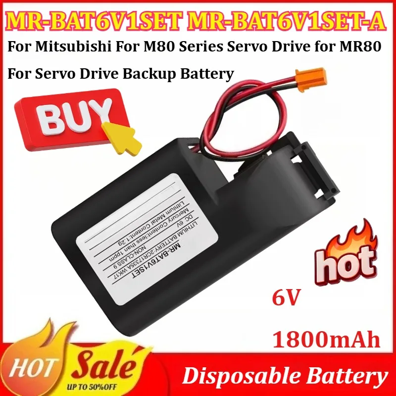 

MR-BAT6V1SET MR-BAT6V1SET-A 6V 1800mAh Disposable Battery for Mitsubishi for M80 Series Servo Drive Replaceable Lithium Battery