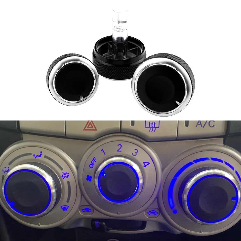 3pcs/set Aluminium Alloy Heat Control Switch Button Knob for Perodua Myvi Aircond Knob 1st Generation 2005-2010 Accessories