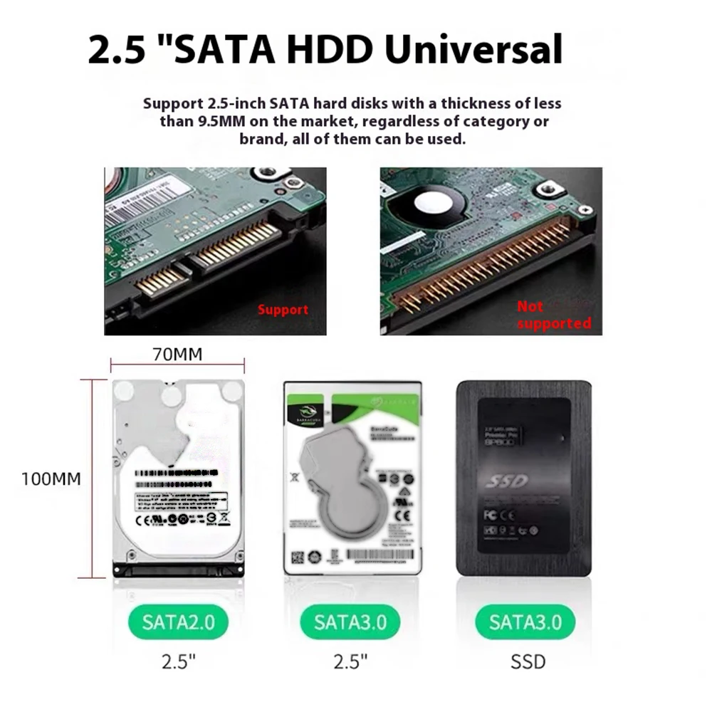 SATA - 유형 C/ USB 3.0/ USB 3.1 외장형 하드 드라이브 인클로저 2.5인치 SSD 인클로저 도구가 필요 없는 설치 5Gbps 하드 디스크 박스
