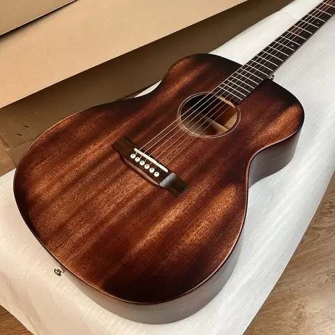 Handmade 000 Style 15M Version Street Master Acoustic Guitar, Brown Color, Solid Top, Back And Side Are Laminate ， Rosewood Fretboard, Bone Nut & Saddle, 20 Frets,  Ideal For Country, Blue, Jazz