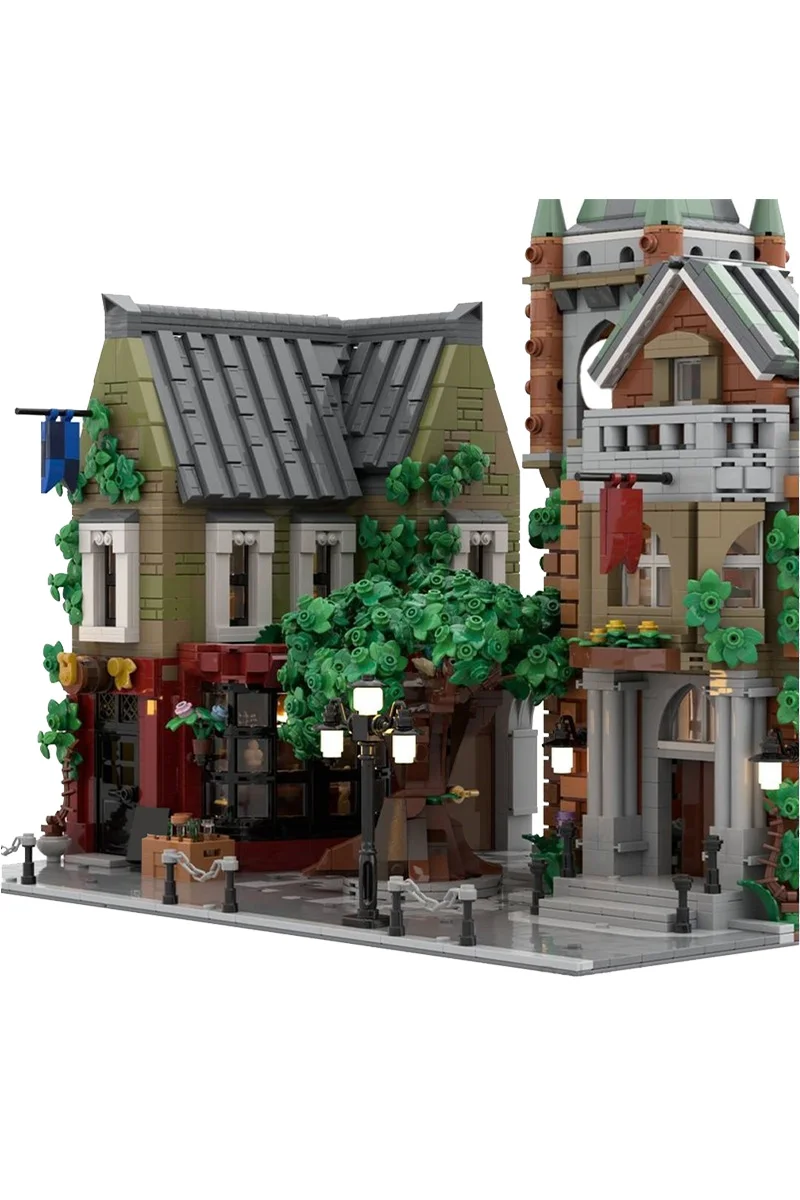 

MOC Village Square Building Blocks Model Medieval Village Square Architecture Street View Bricks Assembly Toys Kid Birthday Gift