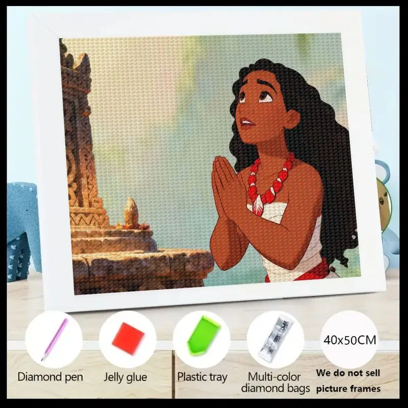 

1 шт., набор для алмазной живописи принцессы Диснея Моаны 5D, полная дрель, сделай сам, персонаж мультфильма, тропический остров, искусство, хрустальные стразы, эмбри