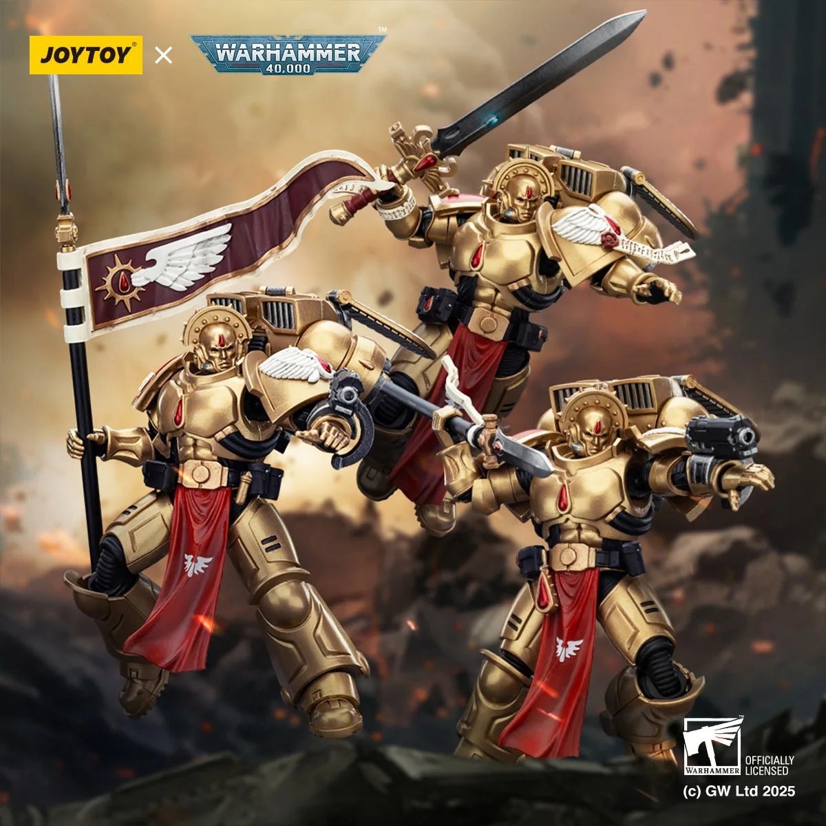 JOYTOY Warhammer 40k 1/18 Figuras de acción Blood Angels Guardia sanguínea con pistola Inferno y hoja encarminada