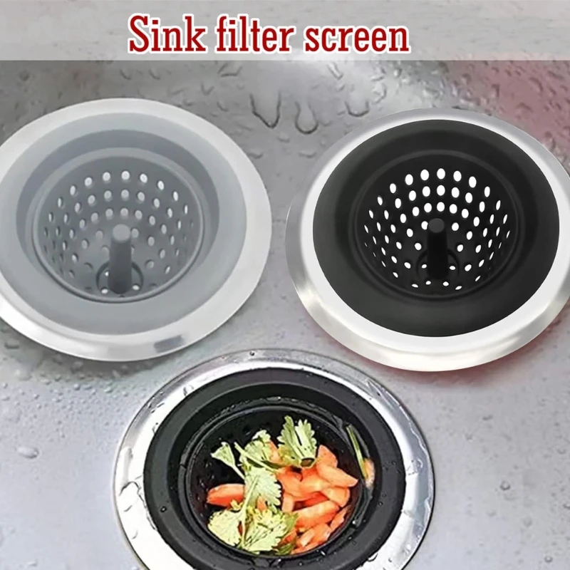 

Rubber Sink Filter with Steel Designs Food Waste Catcher Simple Installs for Efficient Sewer Protections & Easy Cleaning 87HA