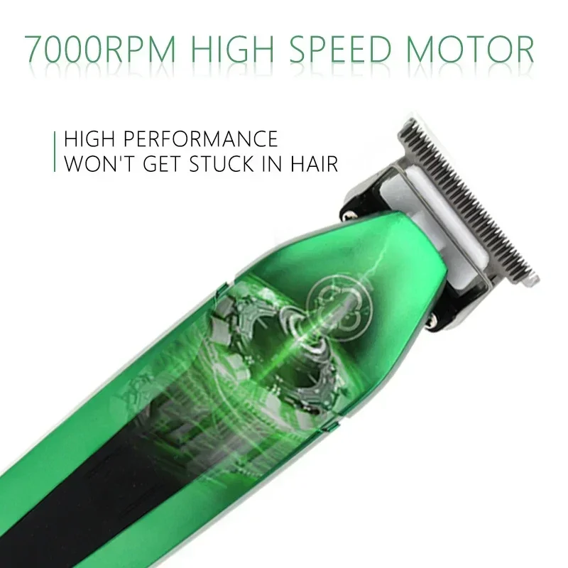 KULLIANG R55 Green Professional Electric Trimmer for Man Oil Head Carving Salon 7200RPM Barber Shop Clipper Oil Head GTX Blade