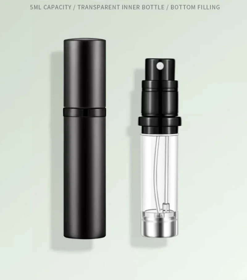 5ml Perfumy Atomizer Przenośny pojemnik na płyn do kosmetyków Podróżny mini aluminiowy spray Pusta butelka wielokrotnego napełniania Косметика