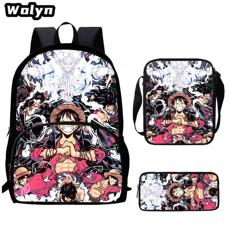 Anime- O-One-Piece Child Backpack,Cartoon Shoulder Bags,Pencil Bags for 4-8 Years Old Anime School Bags for Boys Girls Best Gift