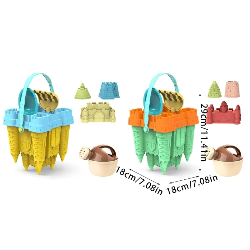 Beach Toy Outdoor Sand Play Castle Toy with Castle Mold Bucket Sandcastles Toy Bathtub Water Play Toy Kids Education Toy