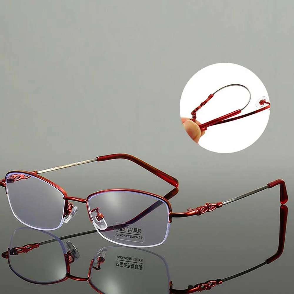 

Titanium Alloy Elderly Reading Glasses Elastic PC Half-frame Presbyopic Glasses Lightweight Costume Accessory