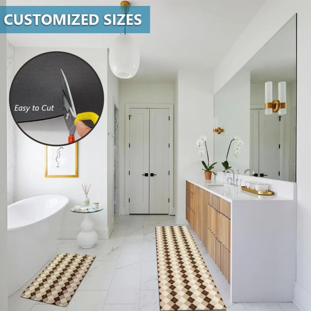 op maat gemaakte rubberen antislipbadmatten: sneldrogend, superabsorberend, dunne matten voor eenvoudige deuropruiming, wasbare badkamervloer m